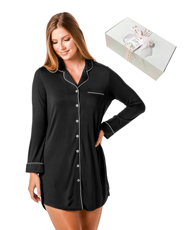 Mother's Day Night Shirt + Candle Gift Box Black