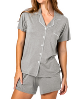 Bamboo Short PJ Set & Candle Gift Box Grey Marle