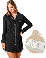 Bamboo Night Shirt + Candle Gift Box Black