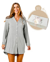 Bamboo Night Shirt + Candle Gift Box Grey Marle