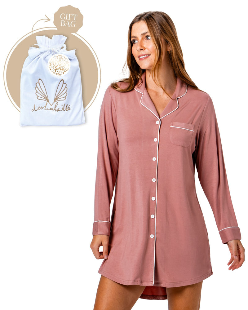Bamboo Night Shirt Gift Bag Cinnamon Pink
