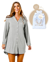 Bamboo Night Shirt Gift Bag Grey Marle