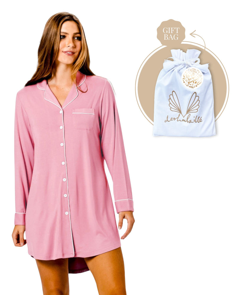 Bamboo Night Shirt Gift Bag Rose