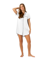 Bamboo SS Night Shirt & Candle Gift Box Ivory