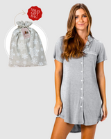 Bamboo SS Night Shirt Gift Bag Grey Marle