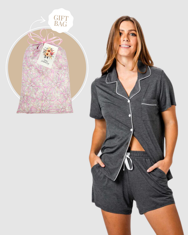 Mother's Day Short PJ Set Gift Bag Charcoal