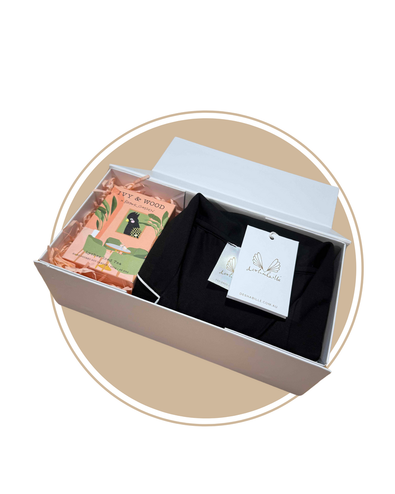 Bamboo PJ & Candle Gift Box Black