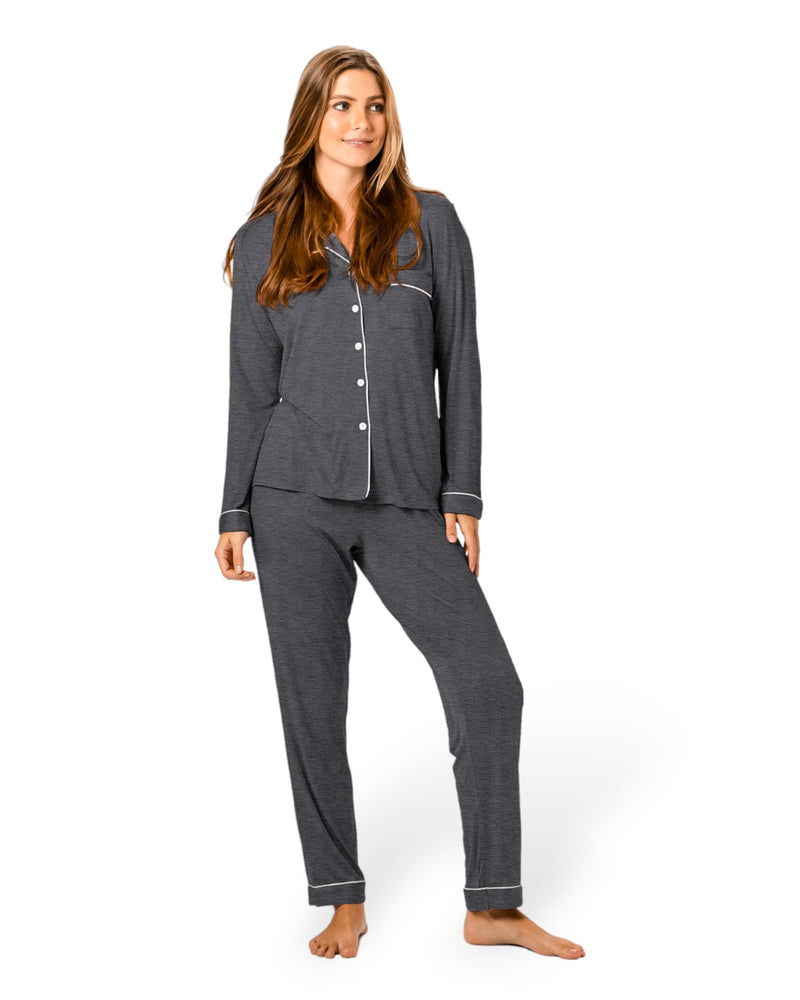 Chateaux Bamboo PJ Set Charcoal Marle