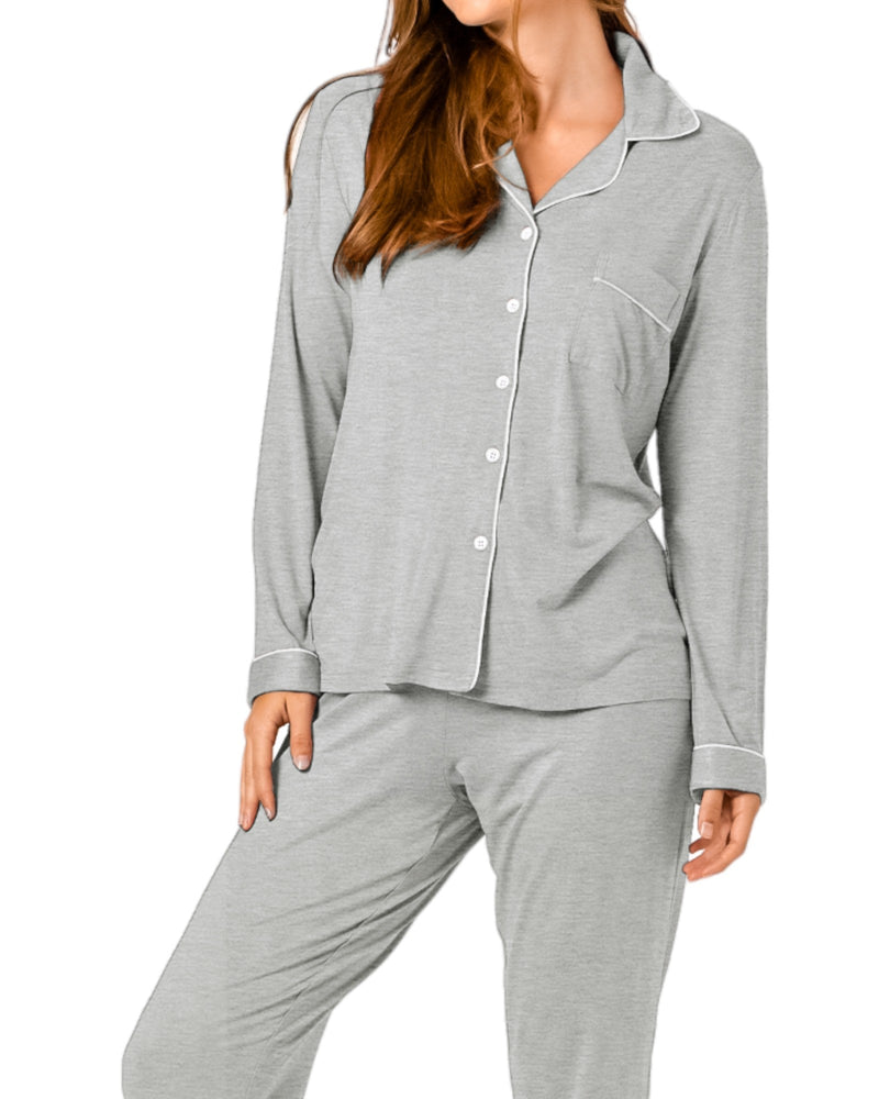 Bamboo PJ Set Gift Bag Grey Marle