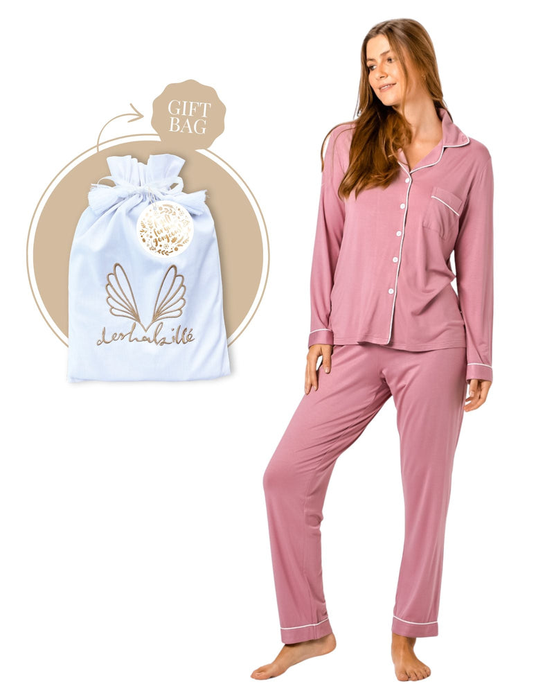 Bamboo PJ Set Gift Bag Rose