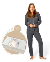 Bamboo PJ & Candle Gift Box Charcoal Marle