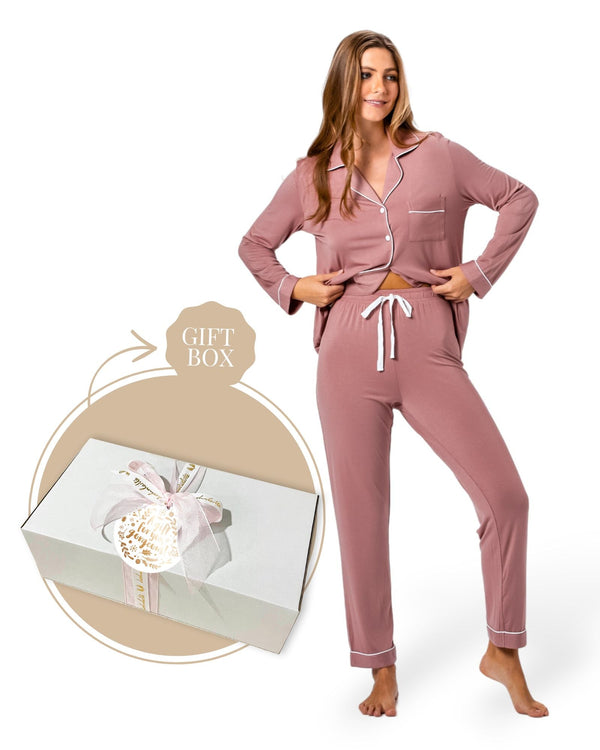 Bamboo PJ & Candle Gift Box Cinnamon Pink