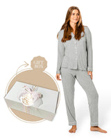 Bamboo PJ & Candle Gift Box Grey Marle