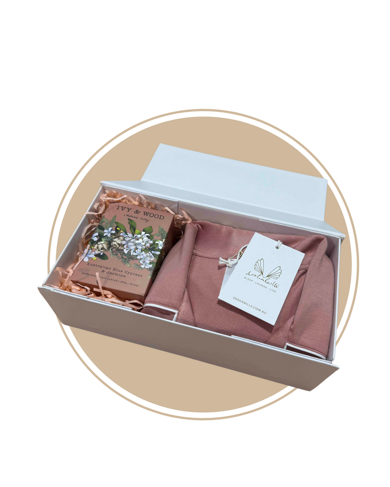 Bamboo PJ & Candle Gift Box Cinnamon Pink