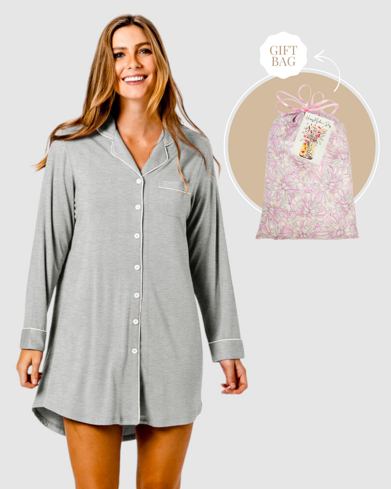 Mother's Day Night Shirt Gift Bag Grey Marle