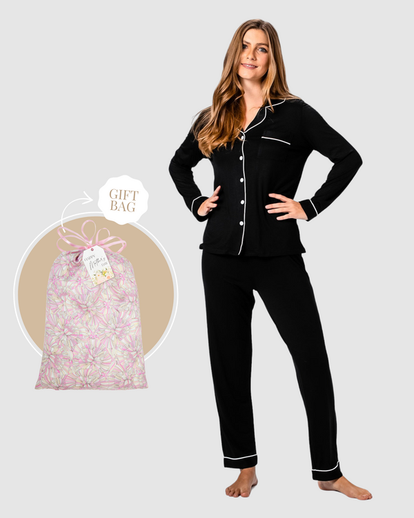 Mother's Day PJ Set Gift Bag Black