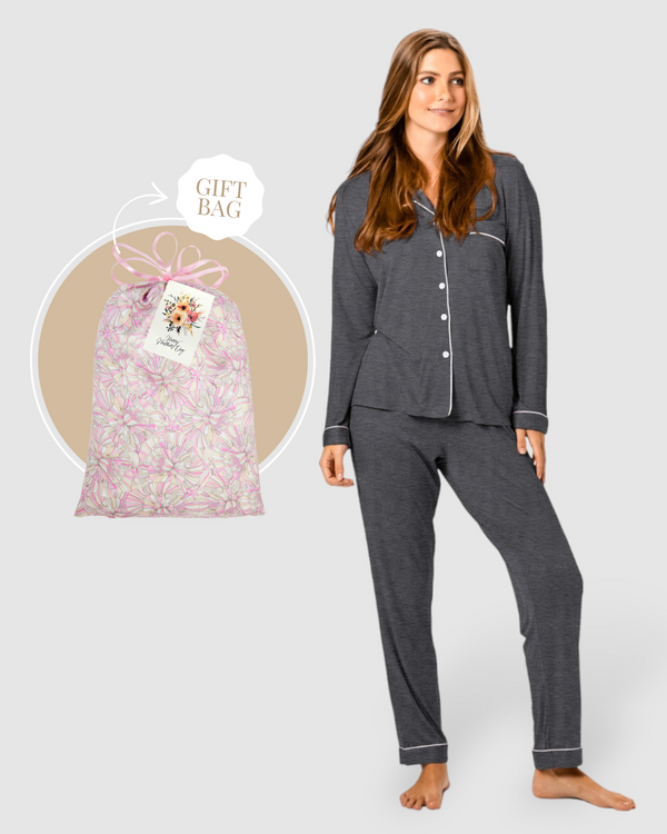 Mother's Day PJ Set Gift Bag Charcoal