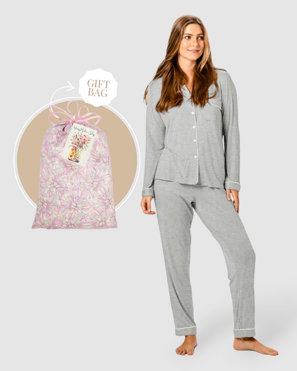 Mother's Day PJ Set Gift Bag Grey Marle