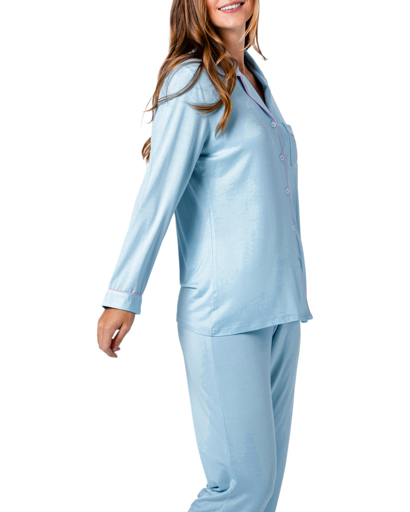 Chateaux Bamboo PJ Set Blue & Pink