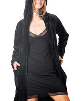Hooded Plush Robe Black