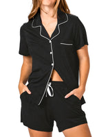 Bamboo Short PJ Set & Candle Gift Box Black