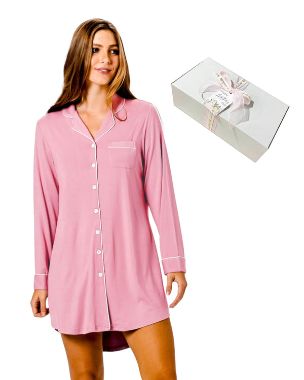 Mother's Day Night Shirt + Candle Gift Box Rose