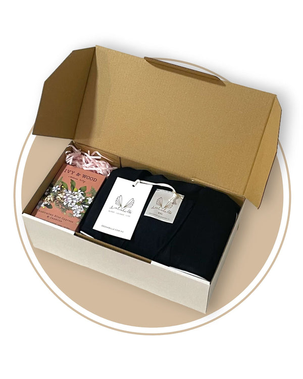 Bamboo PJ & Candle Gift Box Black