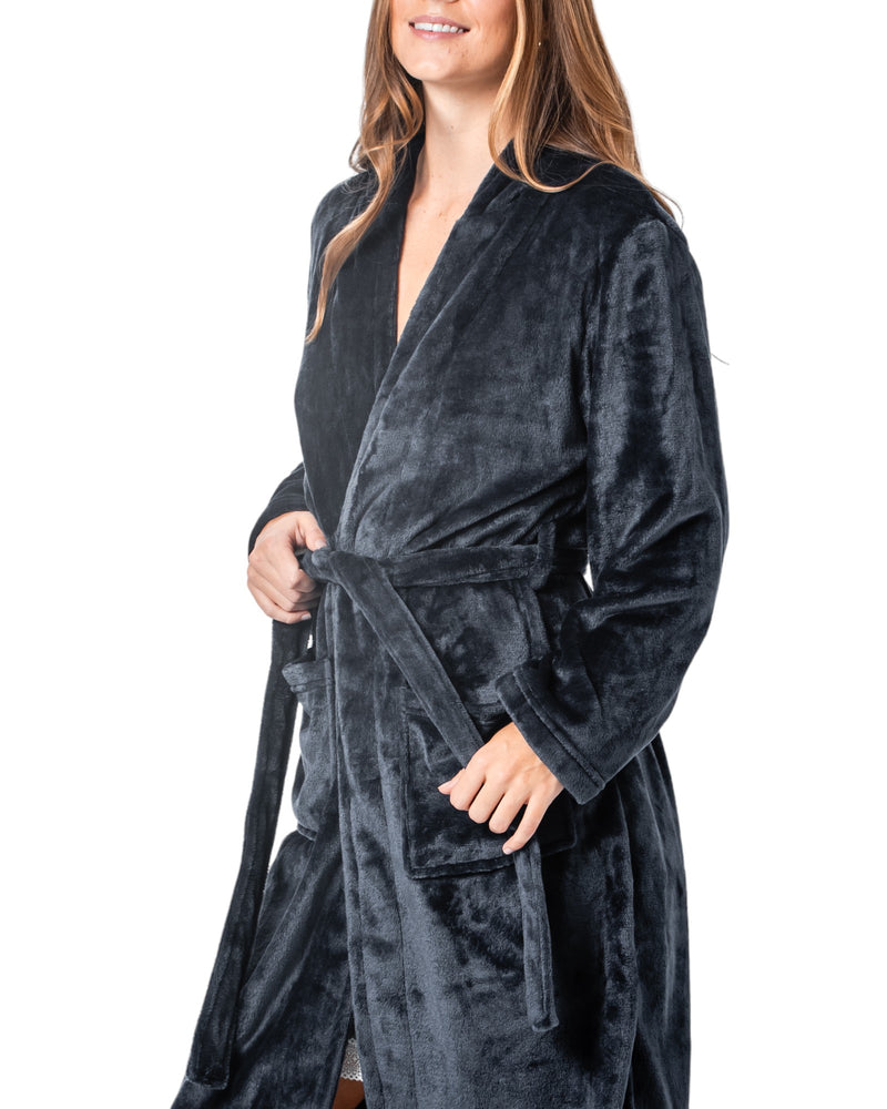 Hooded Plush Robe Navy