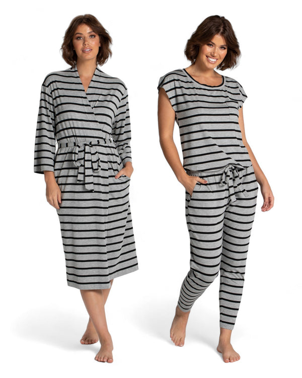 Emily Robe & PJ Set Grey Marle / Black