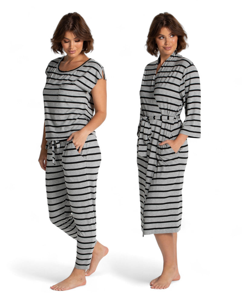 Emily Robe & PJ Set Grey Marle / Black