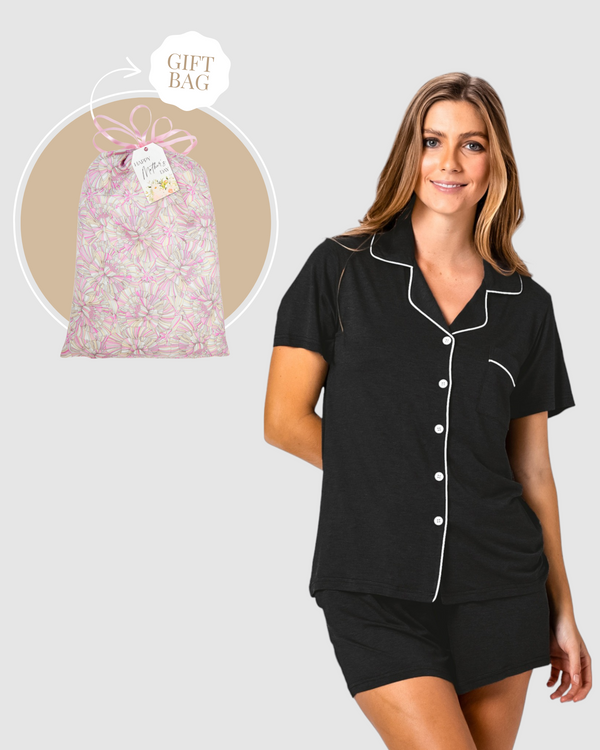 Mother's Day Short PJ Set Gift Bag Black