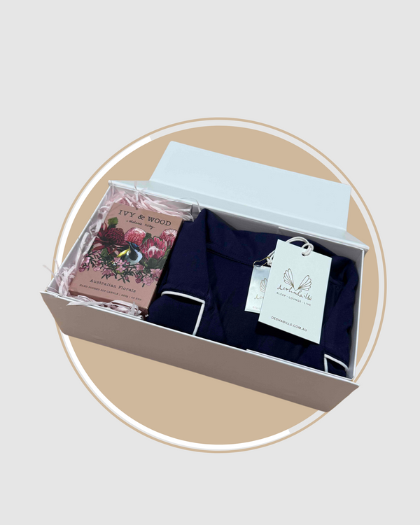 Bamboo PJ & Candle Gift Box Navy