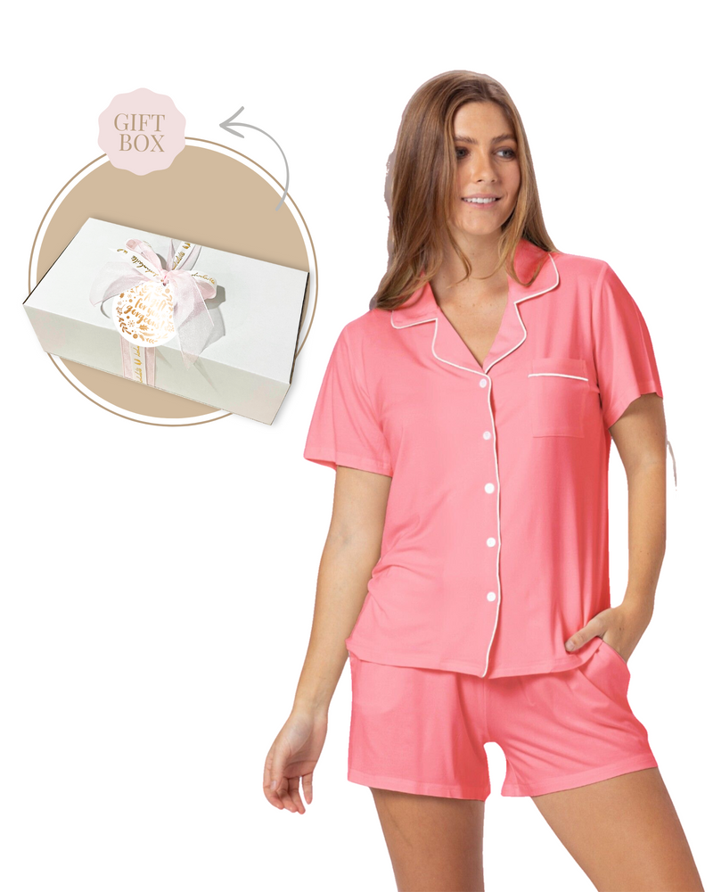 Bamboo Short PJ Set & Candle Gift Box Watermelon