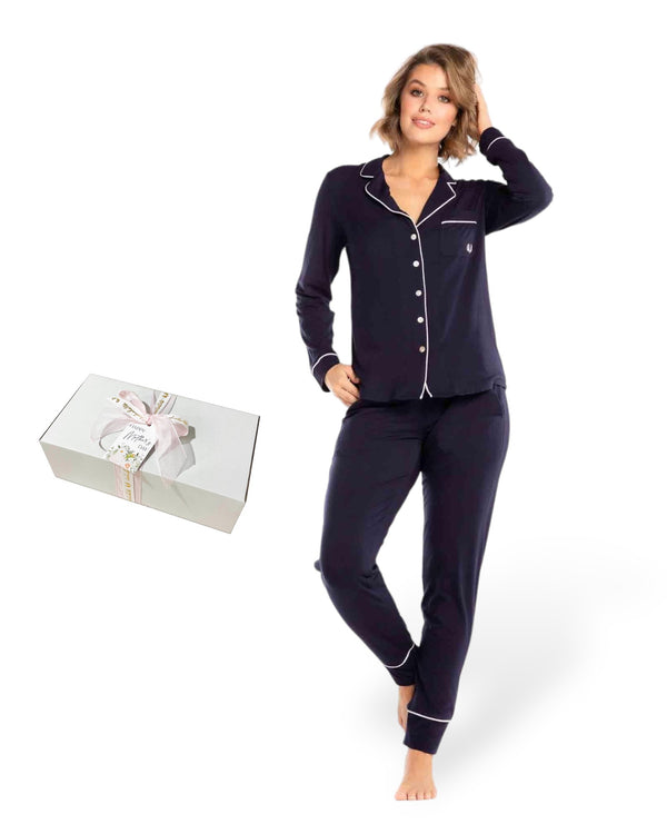 Mother's Day Manor PJ Set & Candle Gift Box Navy