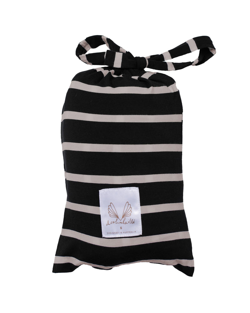 Pyjama Set Bag in Black and Oatmeal Stripe color