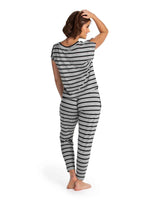 Emily Cropped PJ Set Grey Marle - Black - Deshabille Sleepwear