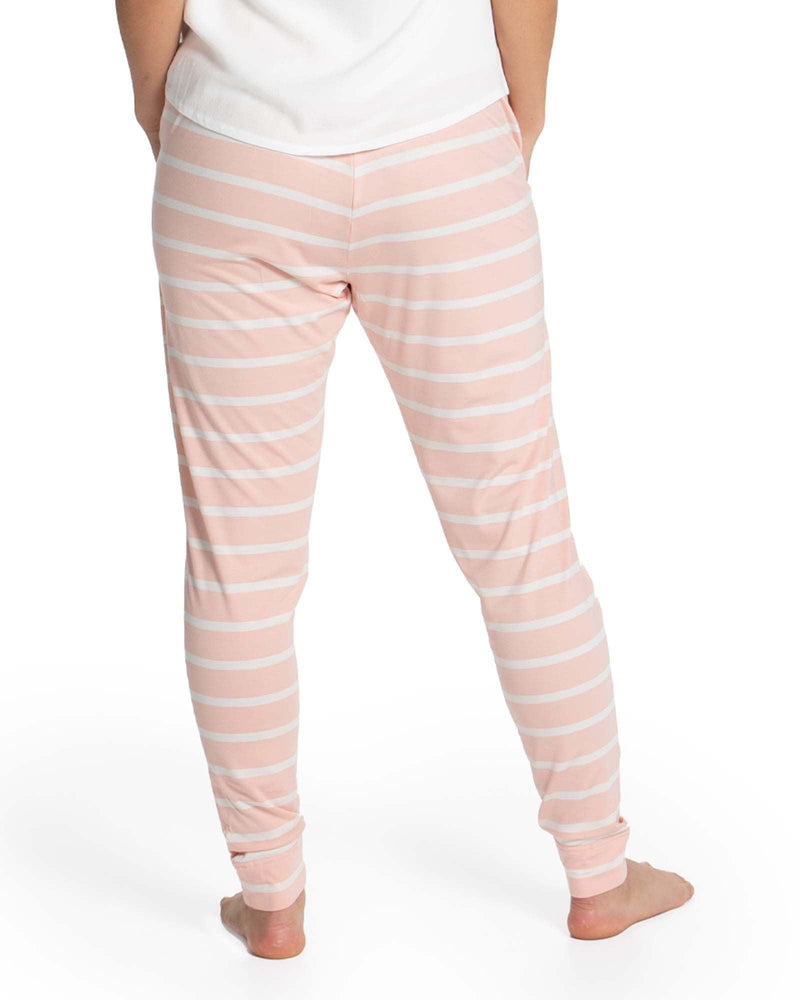 Emily Lounge Pant Pink - White - Deshabille Sleepwear