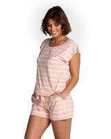 Emily Short PJ Set Pink - White - Deshabille Sleepwear